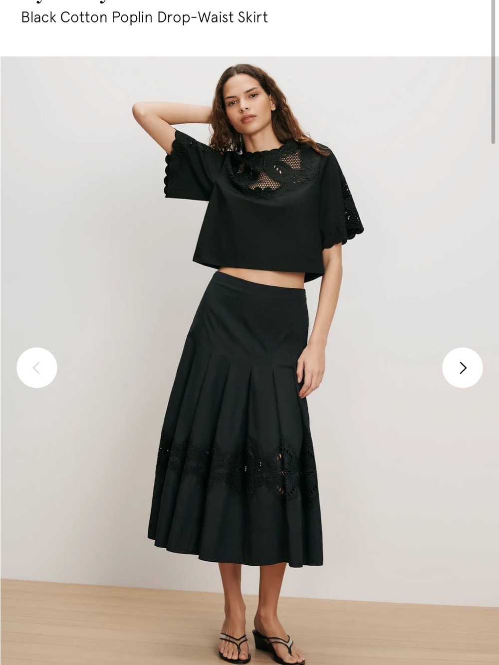 Veronica Beard Black Eyelet Cotton Midi Skirt